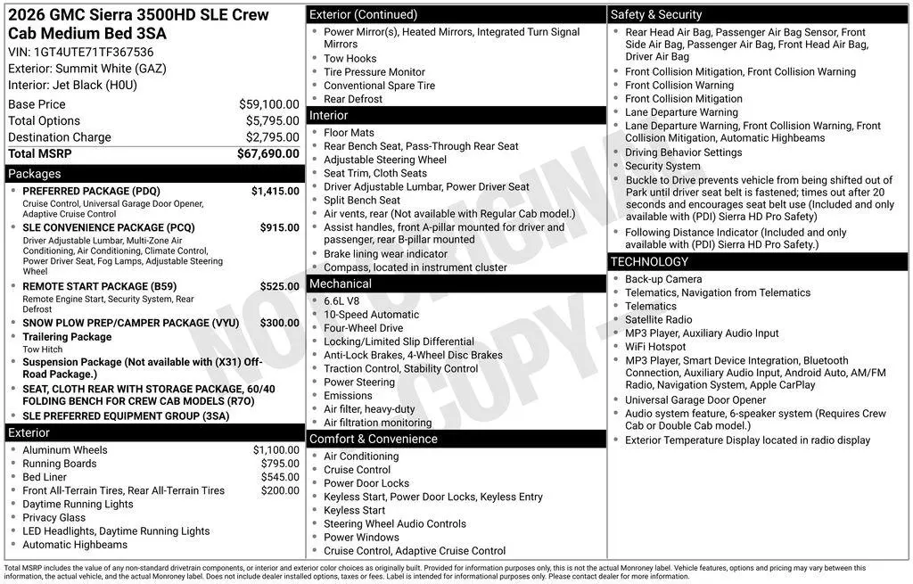 2026 GMC Sierra 3500 SLE