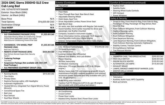 2026 GMC Sierra 3500 SLE