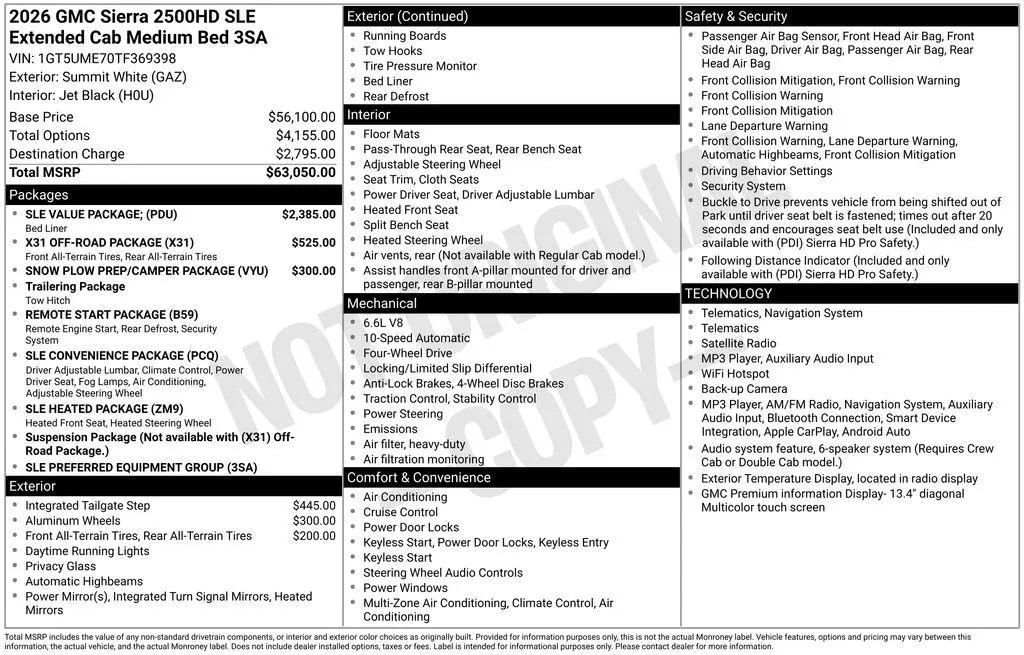 2026 GMC Sierra 2500 SLE
