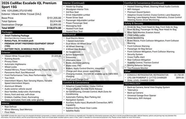 2026 Cadillac Escalade IQL Premium Sport
