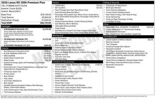 2026 Lexus RX 350h Premium+