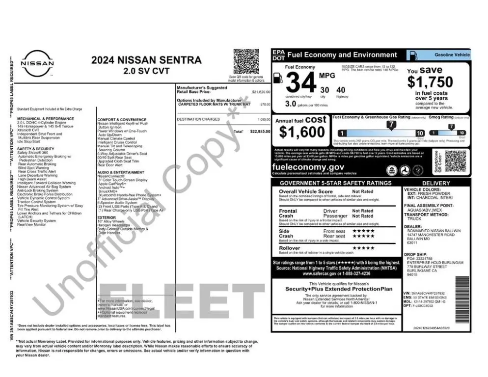 2024 Nissan Sentra SV
