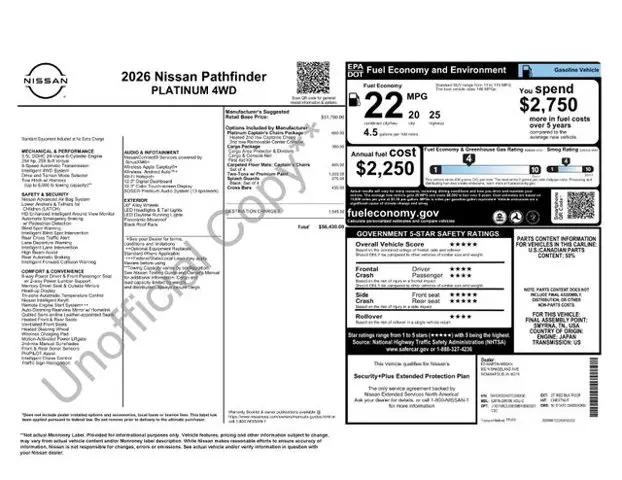 2026 Nissan Pathfinder Platinum
