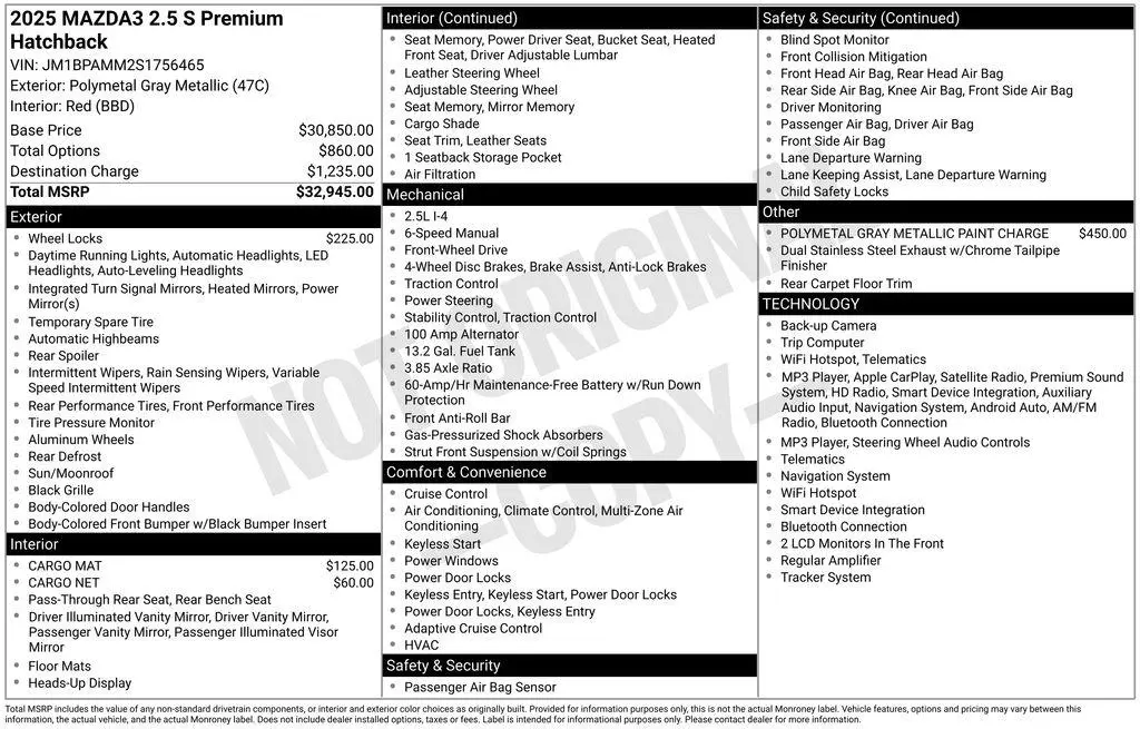 2025 Mazda Mazda3 S Premium Package