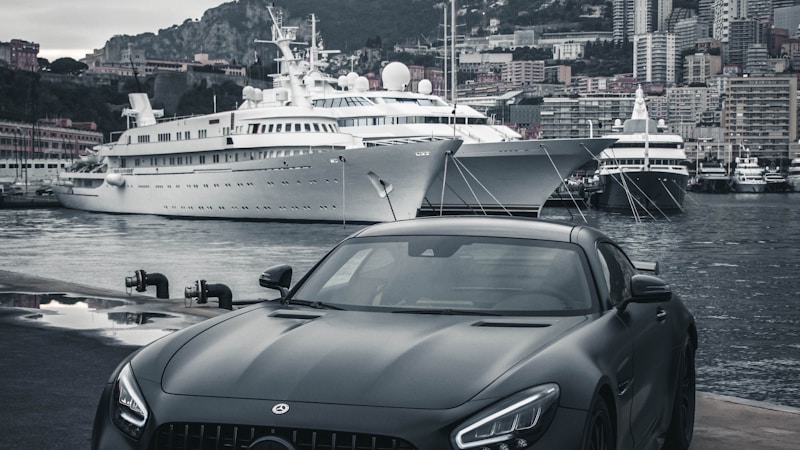 Luxury sedan on a scenic road