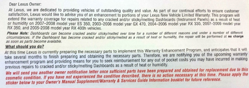 Lexus cracked dash 4